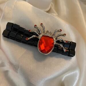 Black Onyx Spider Red Crystal Protection Jewelry Stretch Beaded Bracelet